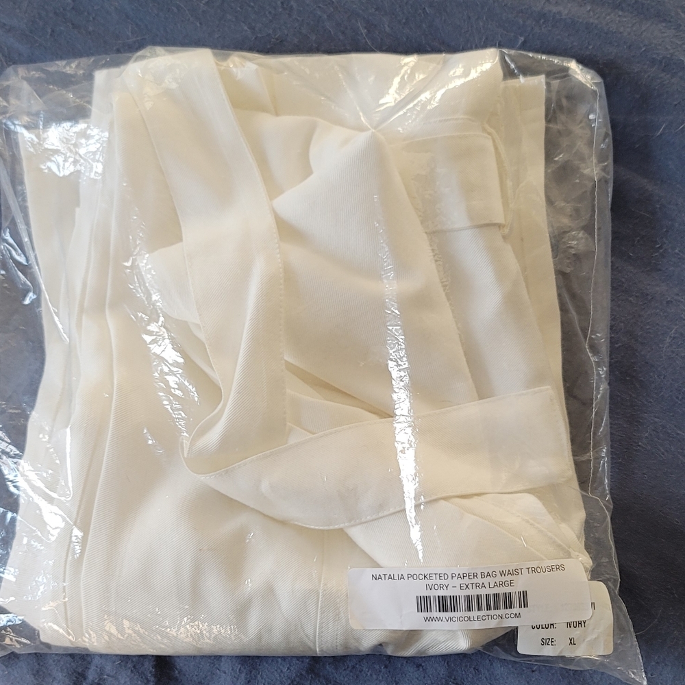 Ivory Paper Bag Waist Trousers from VICI